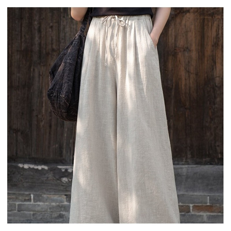 Elegant Tie-Waist Wide-Leg Pants in Solid Color