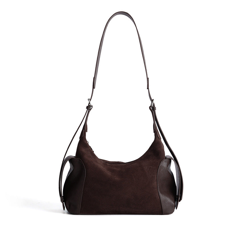 Vintage Boston Bag - Genuine Frosted Cowhide Leather Shoulder Bag with Large Capacity
