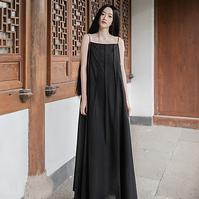 Flowy Solid Color Sling Dress