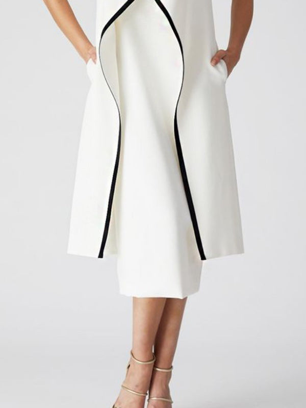 Sleeveless Solid Color Midi Dresses&Outwears Two Pieces Set
