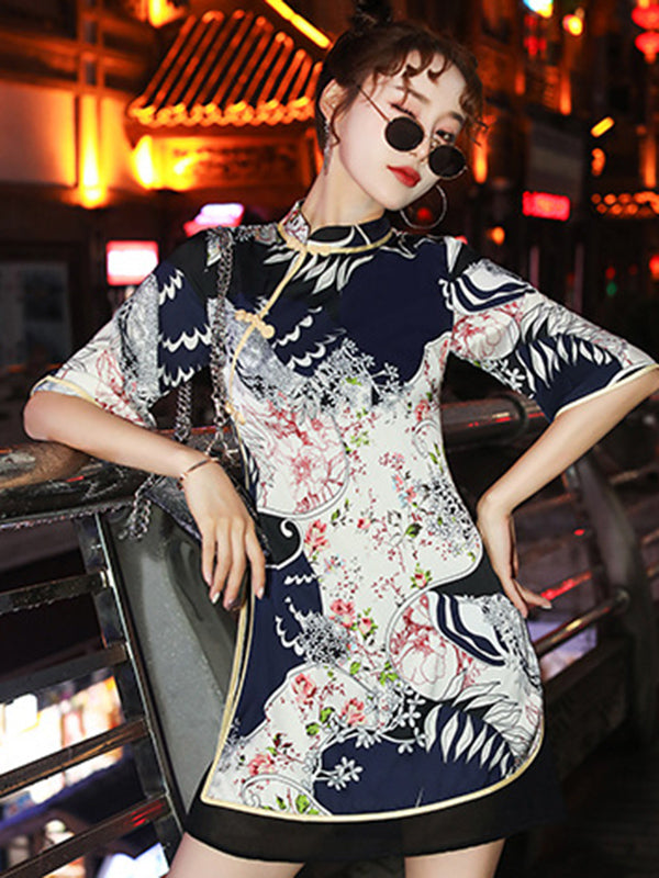 Vintage Artistic Retro Printes Short Cheongsams