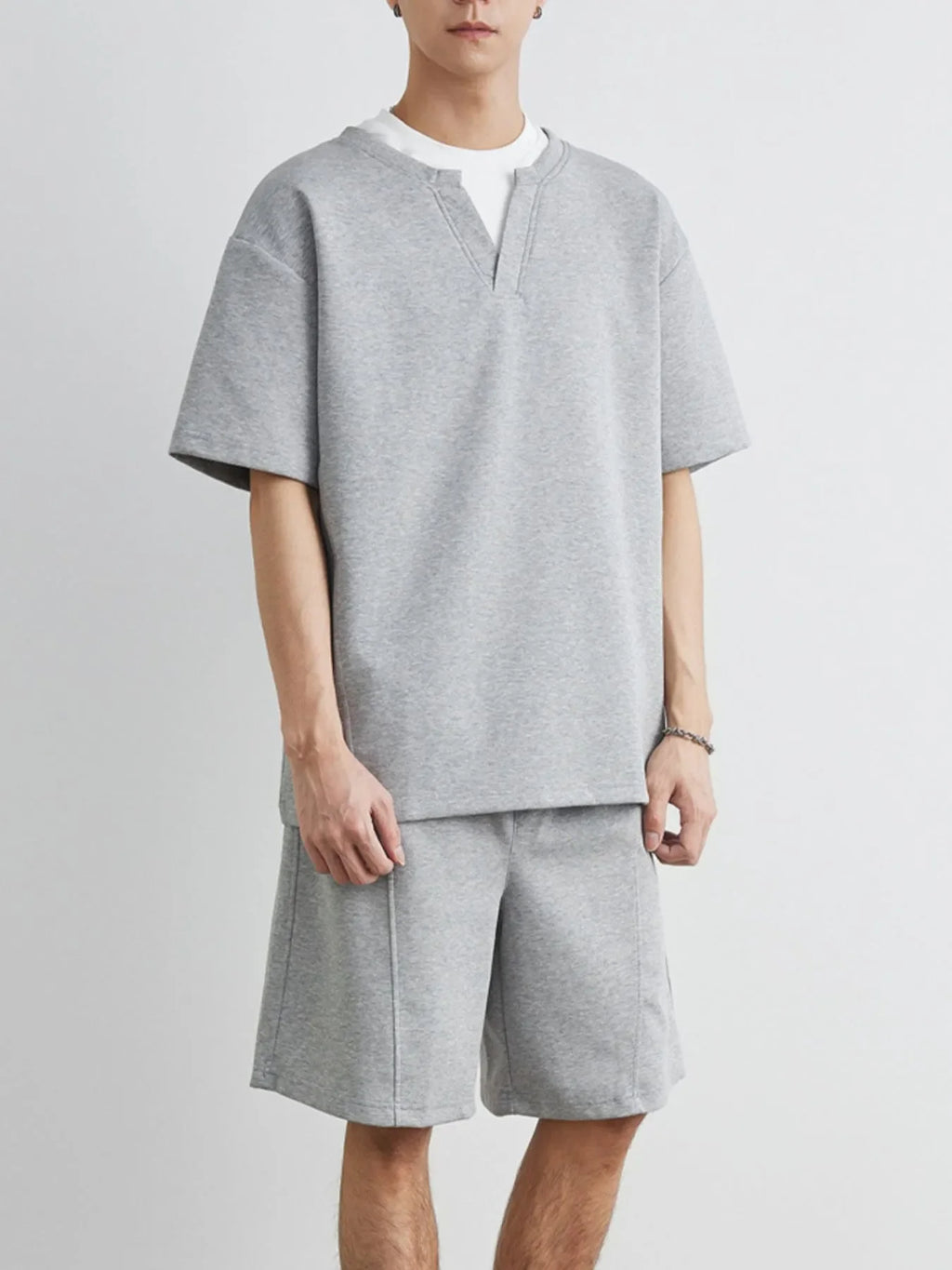Men's Plus Size Half Sleeve Top and Shorts Set