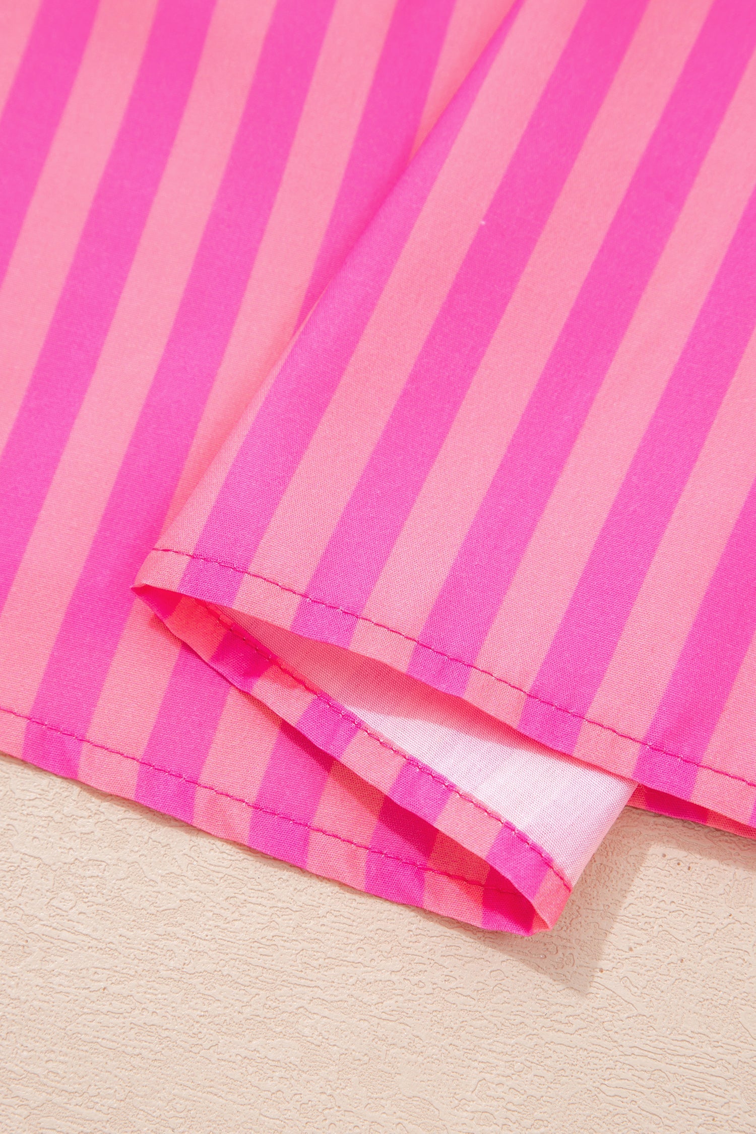 Rose Striped Print Bow Detail Short Puff Sleeve Mini Dress