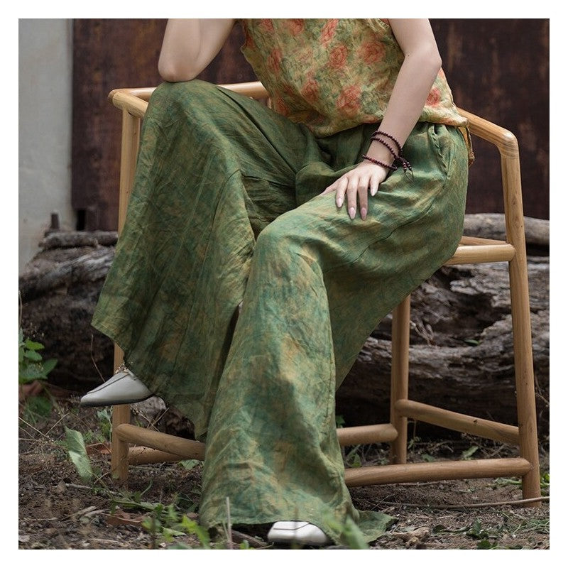 Elastic Waist Loose-Fitting Floor-Length Skirt Pants