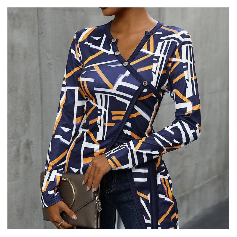 Geometric Split Long Sleeve Tee