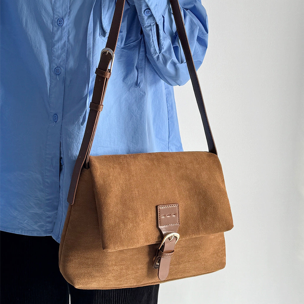 Women's Retro Matte Shoulder Bag – Minimalist PU Leather Crossbody Handbag