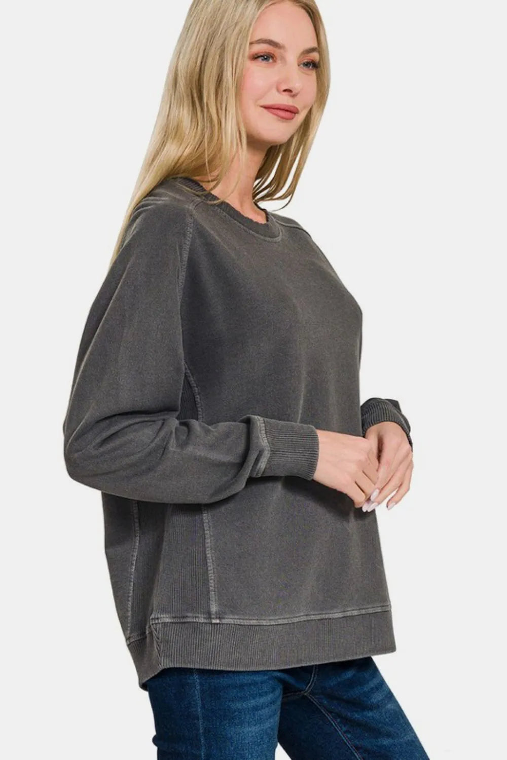 Full Size Pigment Dyed French Terry Sweatshirt