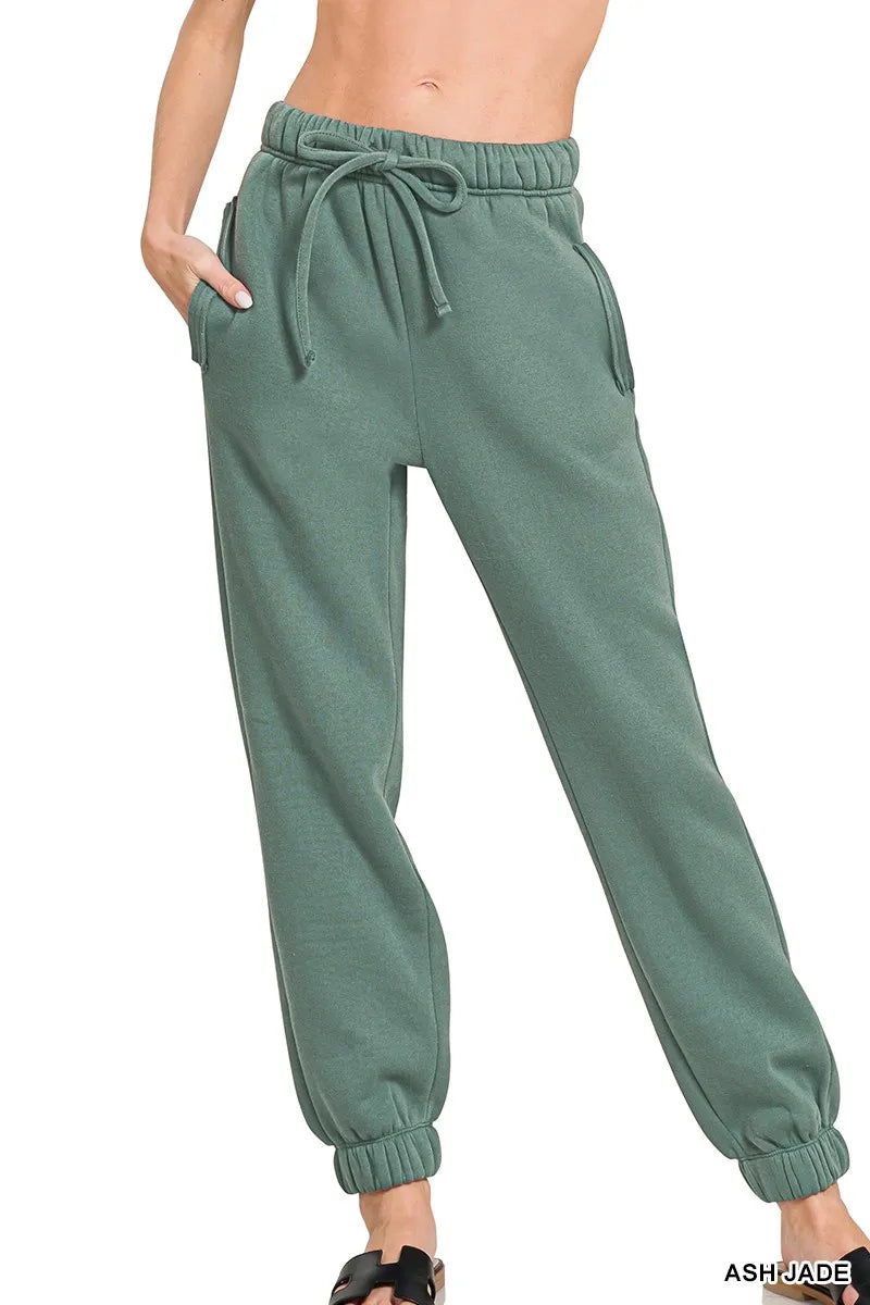 Fleece Drawstring Joggers With Pocket