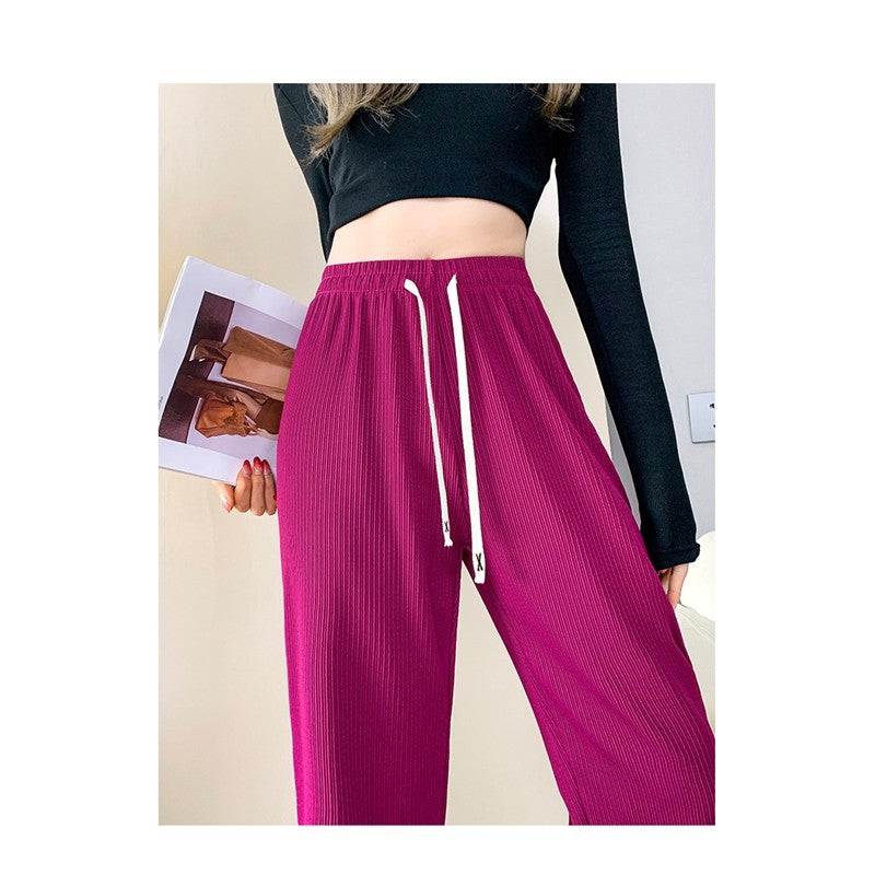 Drawstring Casual Loose Pants in Solid Color Straight Leg