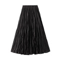 Sure! Here is an optimized title for your clothing product in English:

"Chic Solid Color Elastic Waist Pleated A-Line