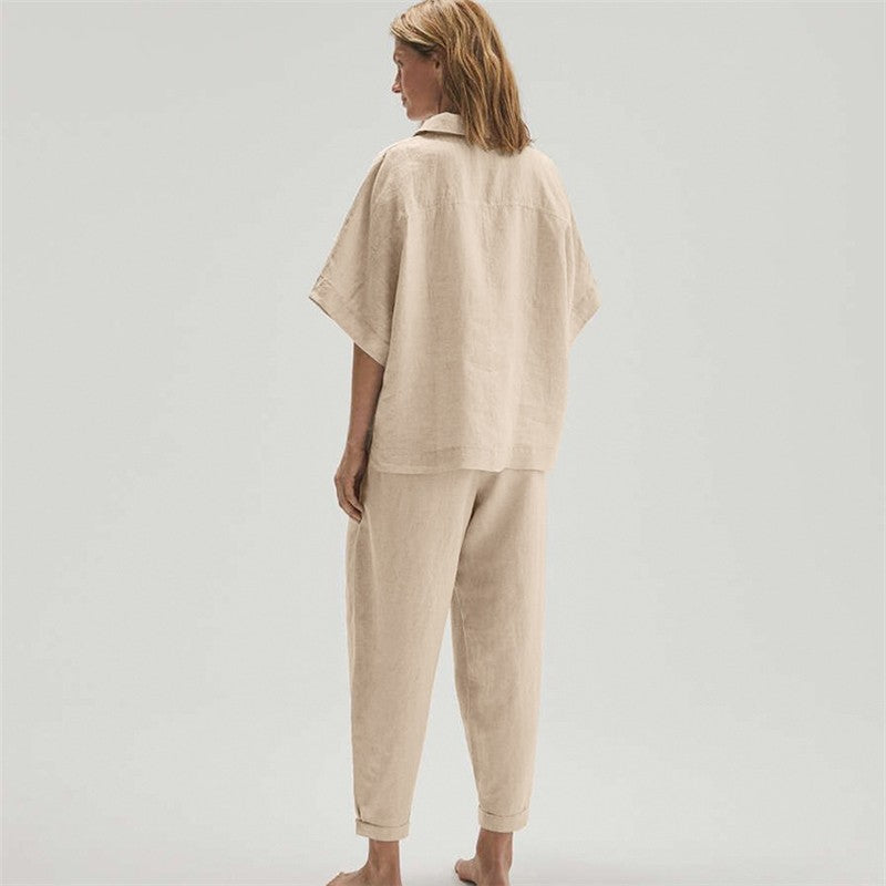 Comfortable Cotton and Linen Women's Fashion Pajama Set