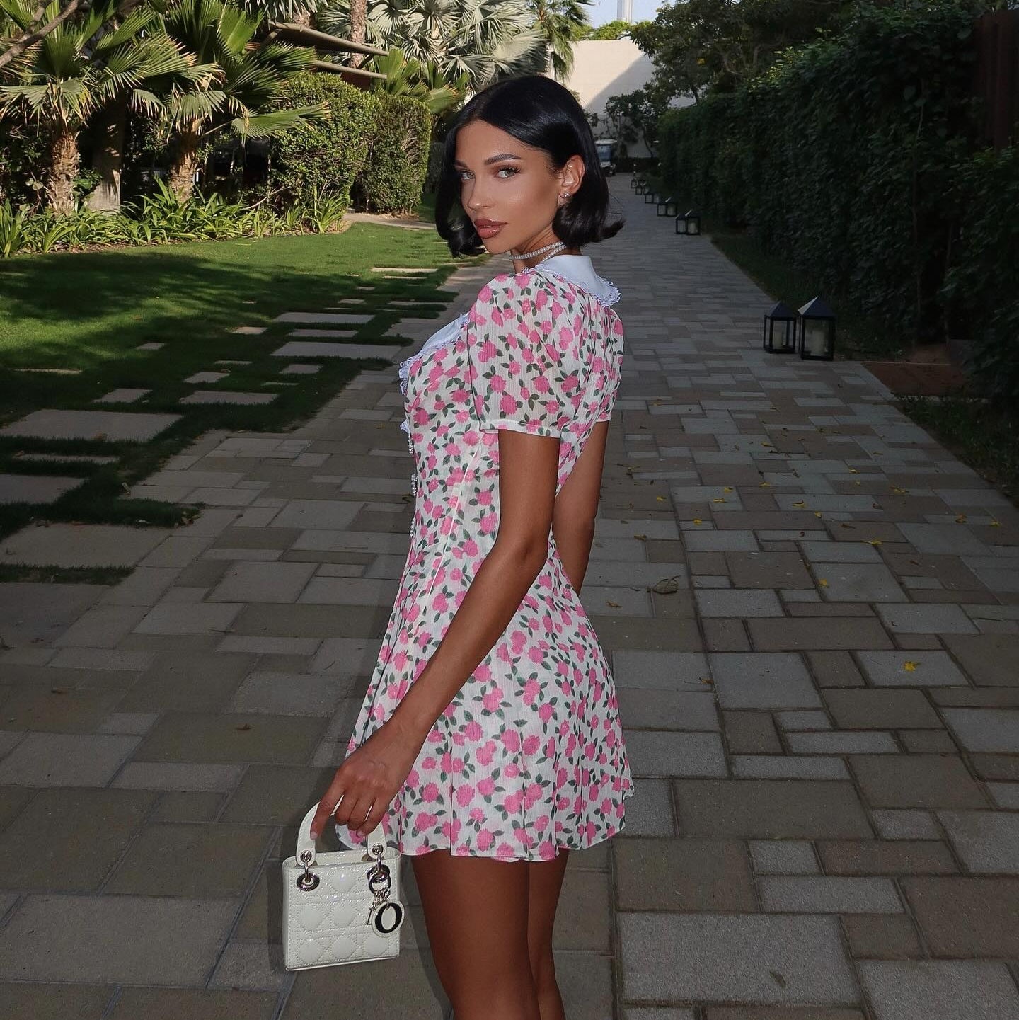 Fiorella Pink Polka Dot Vintage Mini Dress