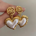 Flower Heart Stone Earrings