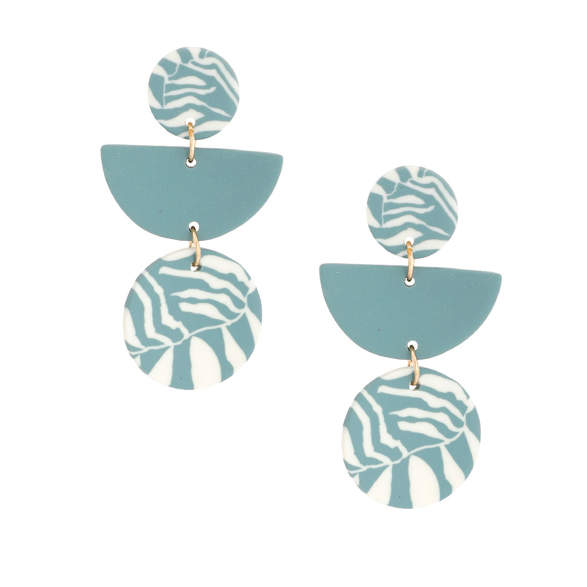 Statement Teal Clay Leaf Pattern Earrings – Trendy Fashion Jewelry