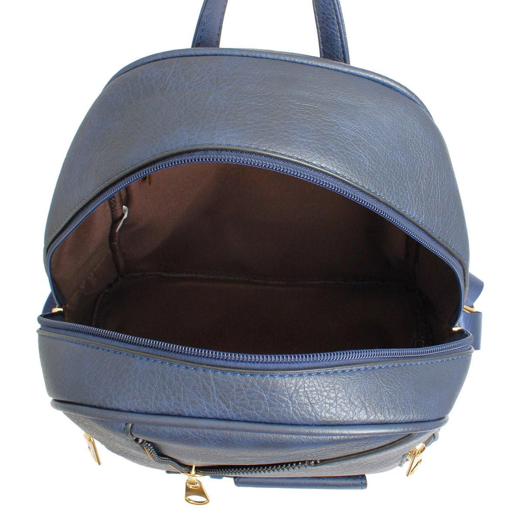 Women’s Moto Backpack Medium Navy Zipper Casual Bag