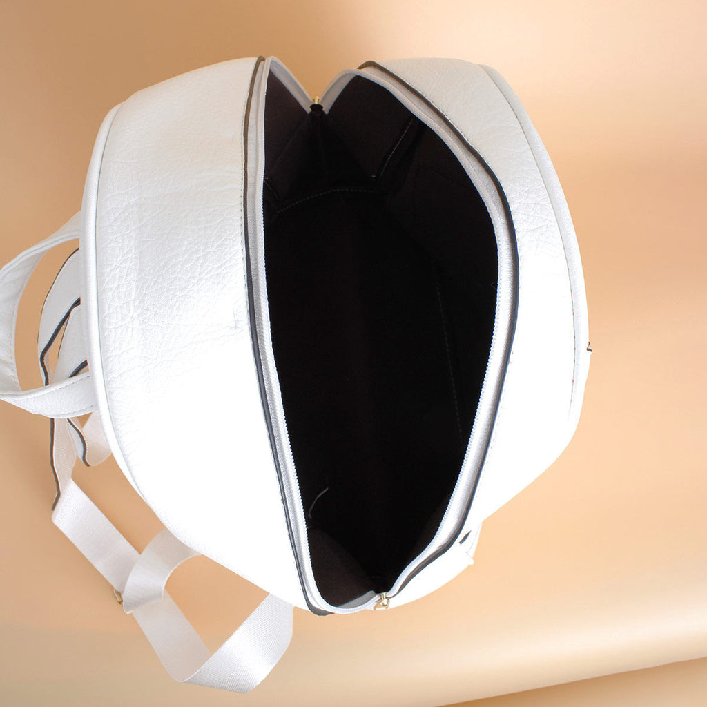 Women’s Medium Moto Backpack with White Zipper – Stylish Casual Bag