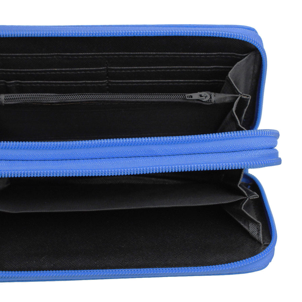 Women’s Zipper Wallet Blue Soft Grain Stylish Casual Accessory