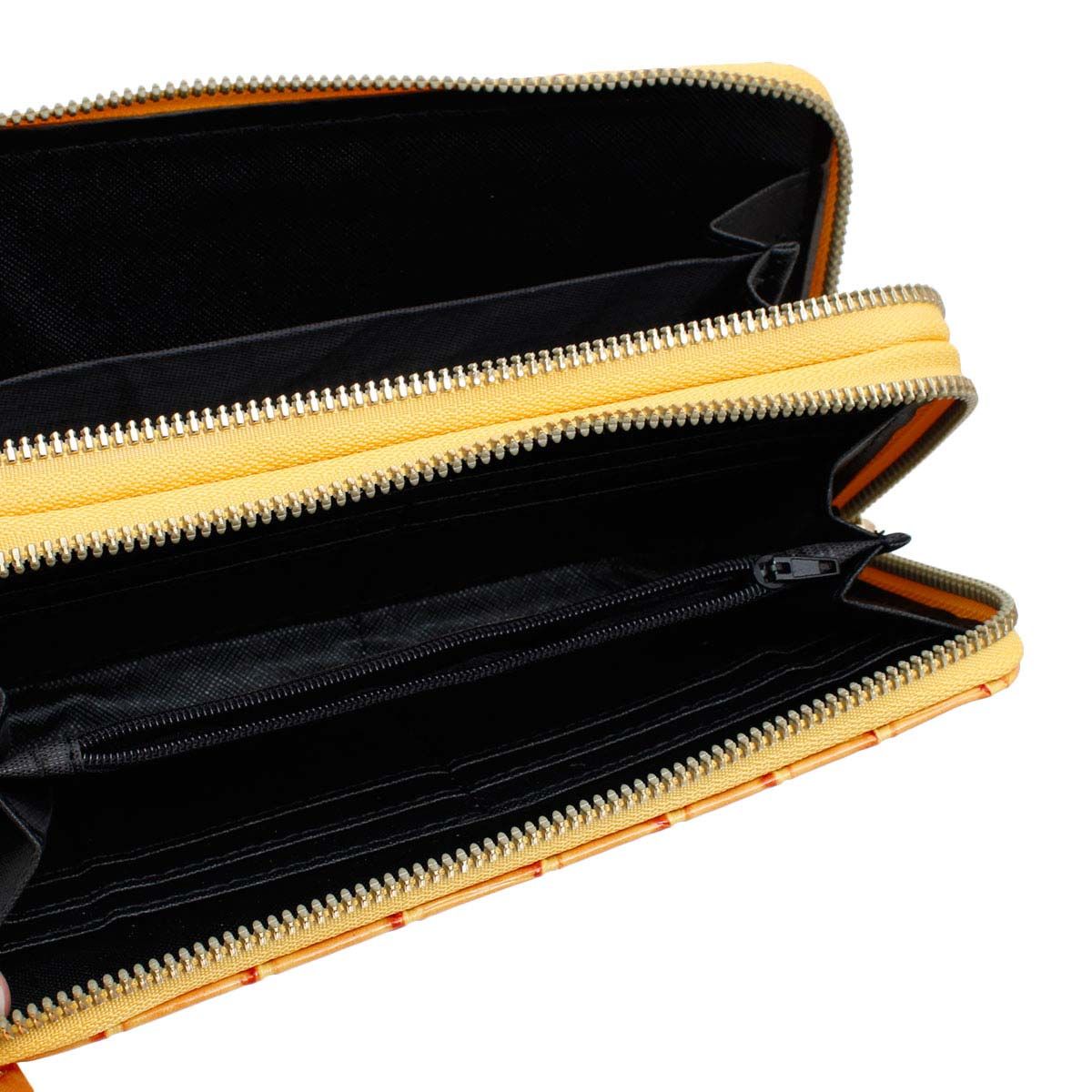 Fashion Wallet Double Zipper Stylish Yellow Croc Design