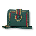 Bifold Wallet Green Stitched Stylish Casual Accessory