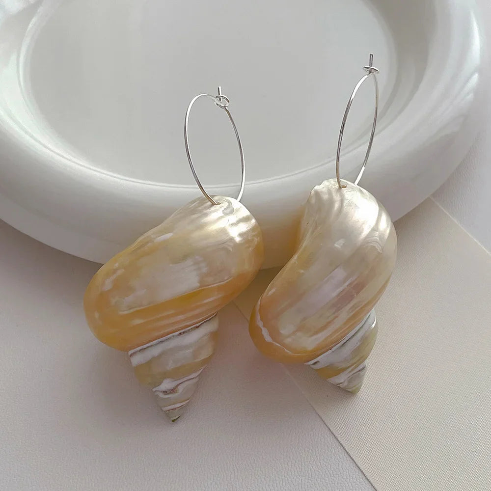 Pearl Shell Spiral Earrings