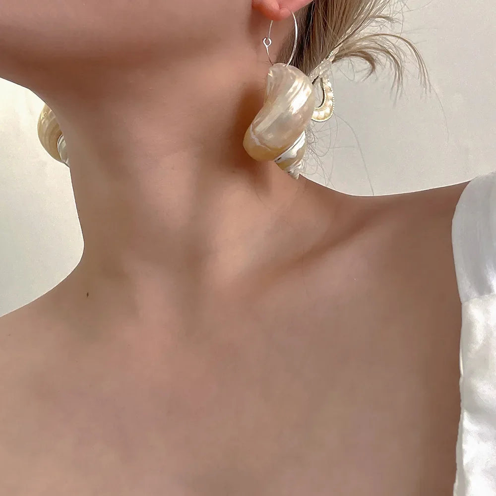 Pearl Shell Spiral Earrings