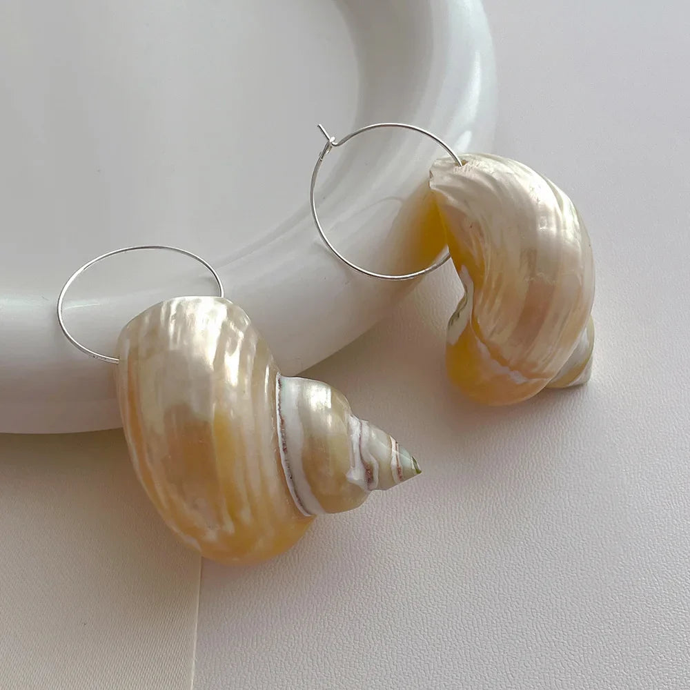 Pearl Shell Spiral Earrings