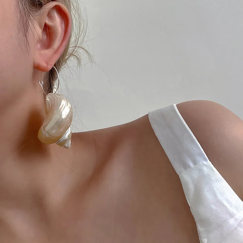 Pearl Shell Spiral Earrings