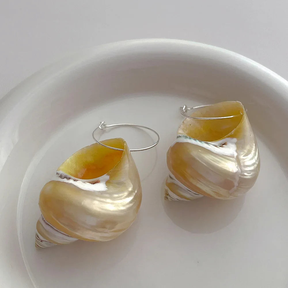 Pearl Shell Spiral Earrings