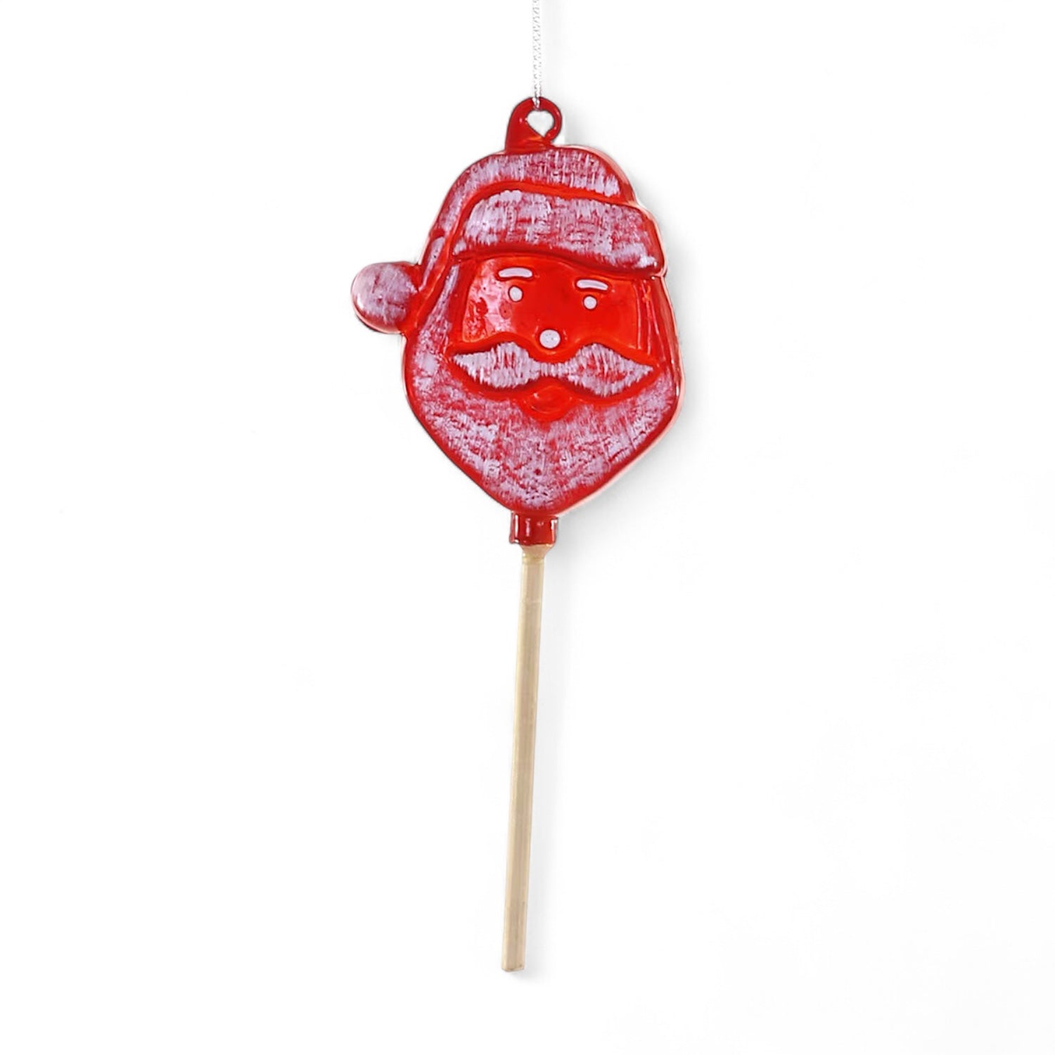 Santa Lollipop Glass Ornament