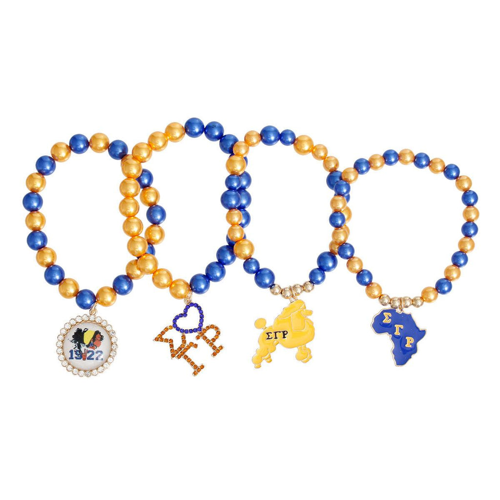 Blue and Gold Pearl SGRHO Bracelet Set