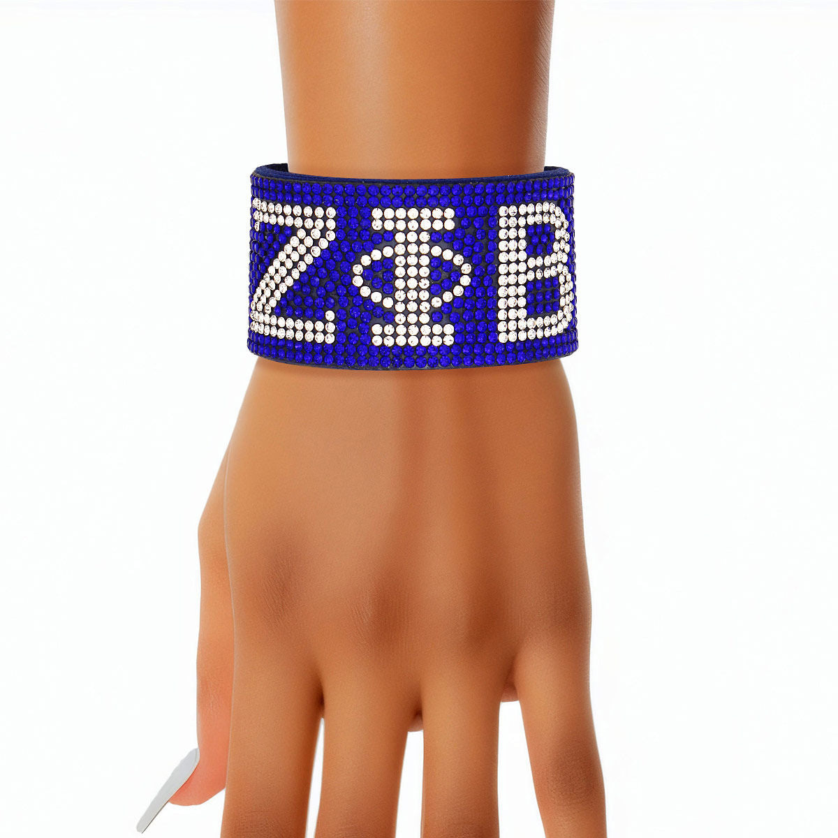 Magnetic Bracelet with Blue Rhinestone Sorority Accent, Stylish Fashion Jewelry