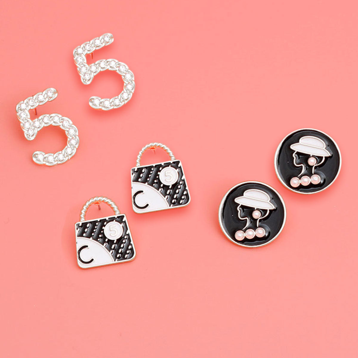 Silver Earring Set Trio Chic Designer-Inspired Stylish Jewelry