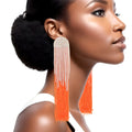 Statement Tassel Earrings with Long Orange Fringe for Women Stylish Glam Jewelry