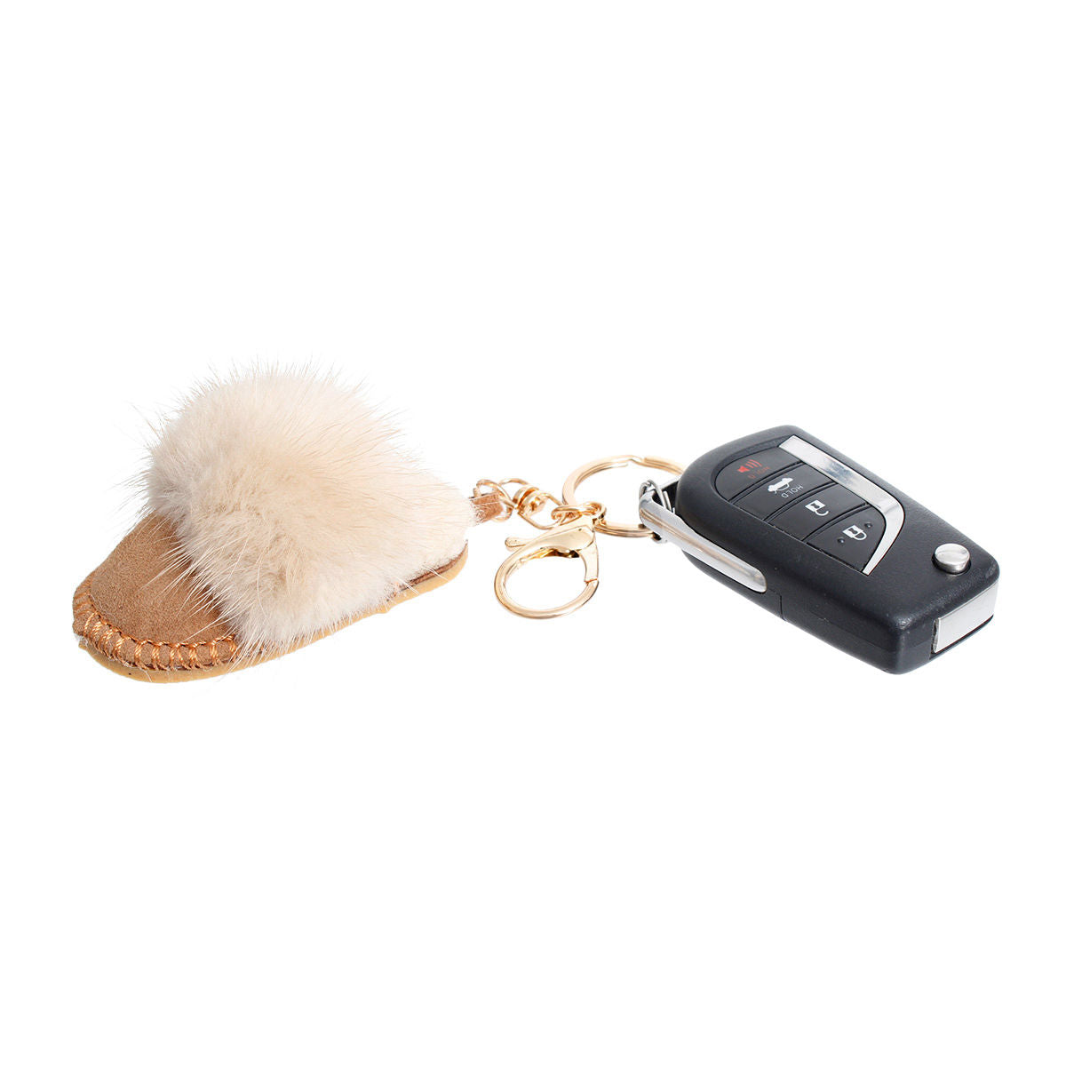 Keychain Bag Clip Sherpa Mule Accessory for Women Stylish Chic