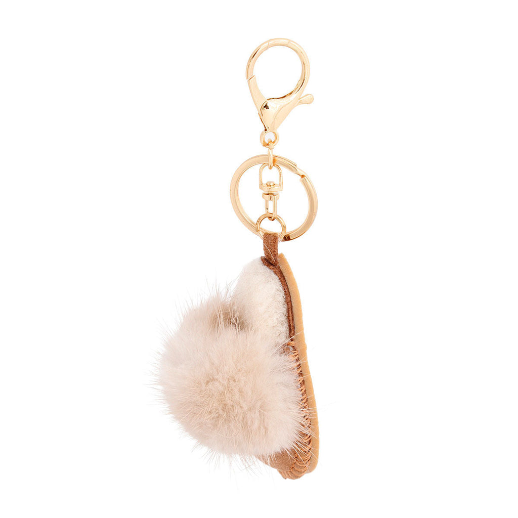 Keychain Bag Clip Sherpa Mule Accessory for Women Stylish Chic