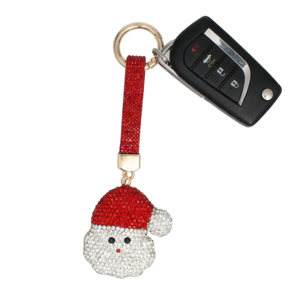 Fashion Keychain Red Glittery Santa Xmas Purse Charm Clip Stylish Accessory