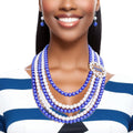 Women’s Statement Necklace Blue and White Pearl ZPB Set Stylish Jewelry