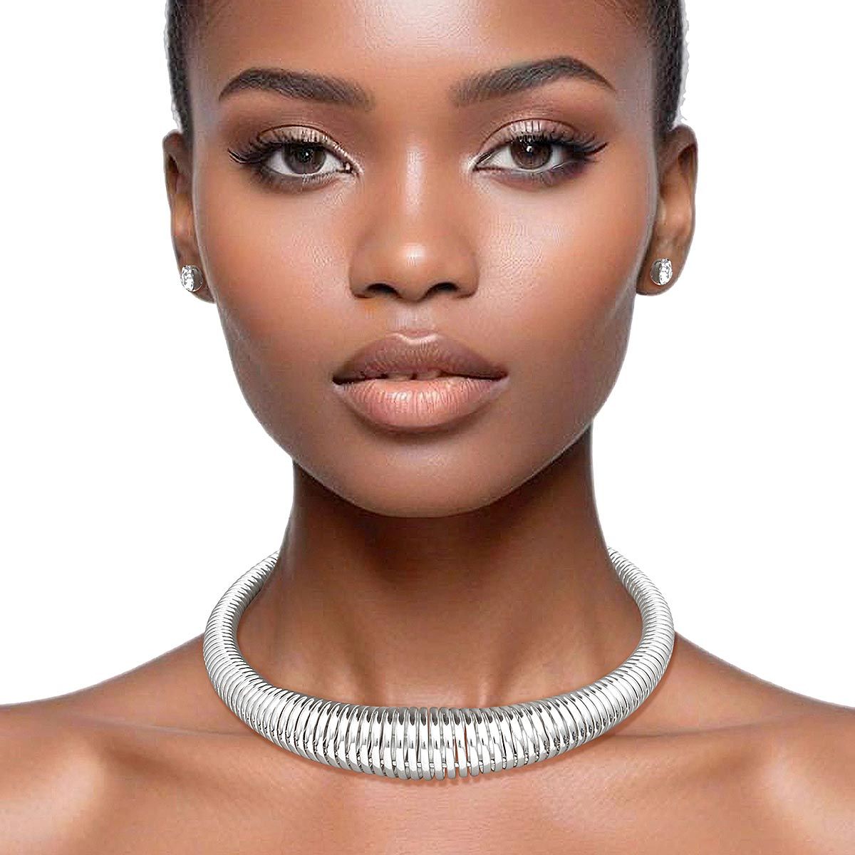 Silver Spring Coil Choker Necklace for Women Stylish Fashion Jewelry
