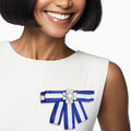 Bow Tie Style Brooch Blue White Sorority Fashion Accessory
