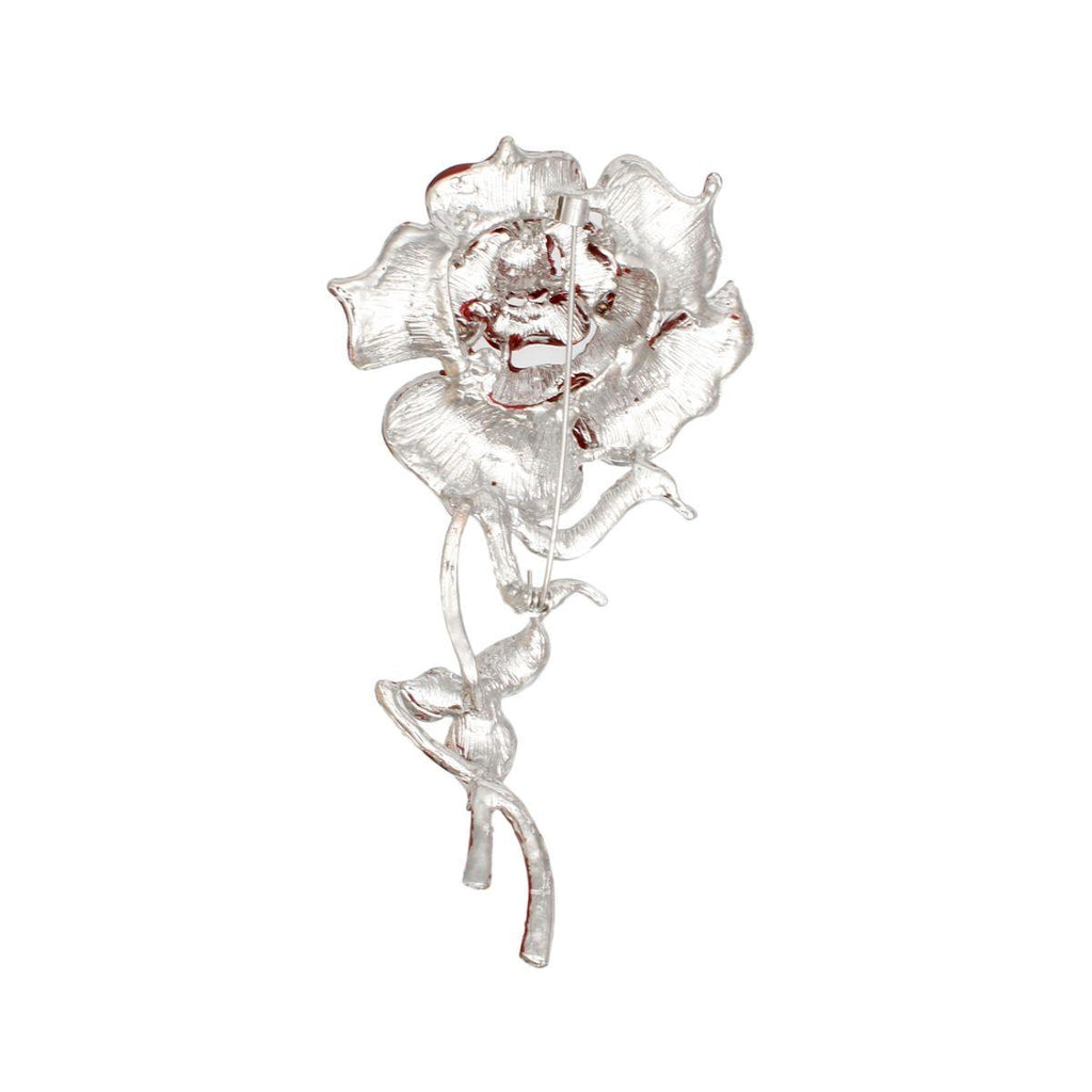 DST Sisterhood Sparkle Red Rose Blooming Brooch