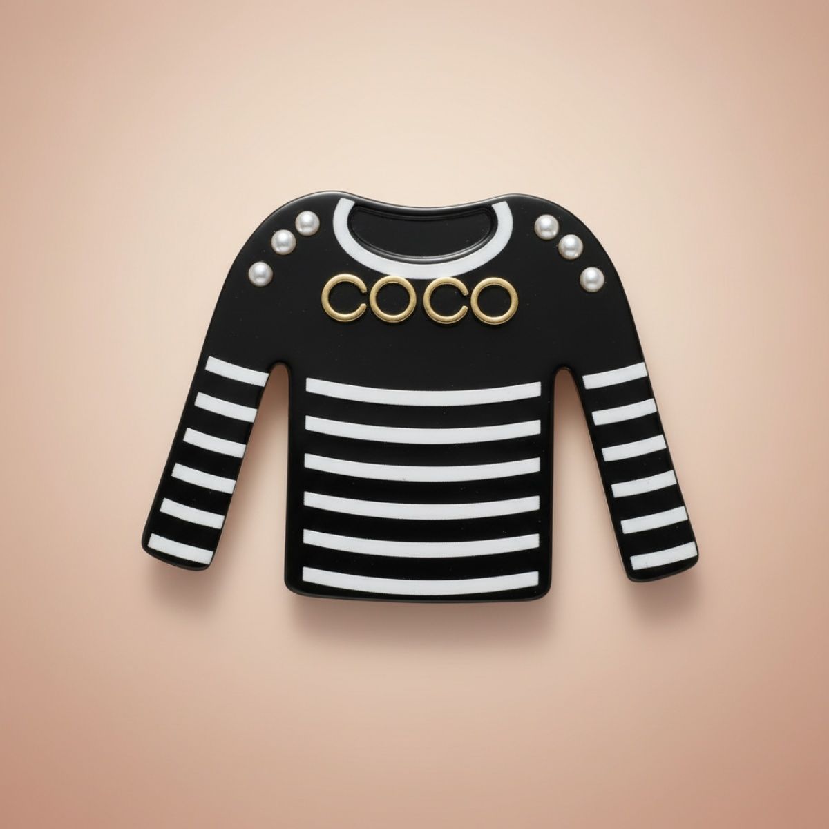Brooch Hair Clip Black and White Stripe Stylish Shirt Pin Accessory