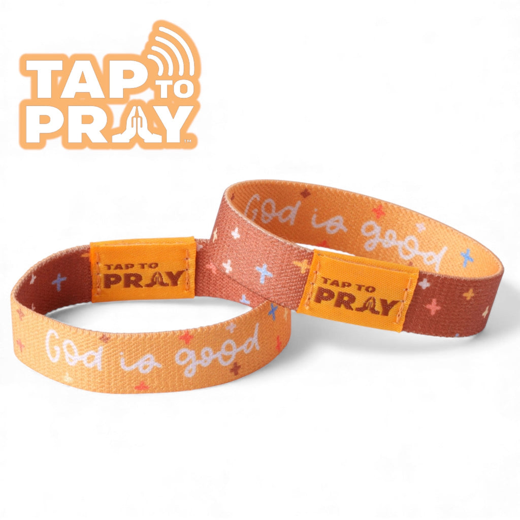 God is Good Orange Tap to Pray Wristband