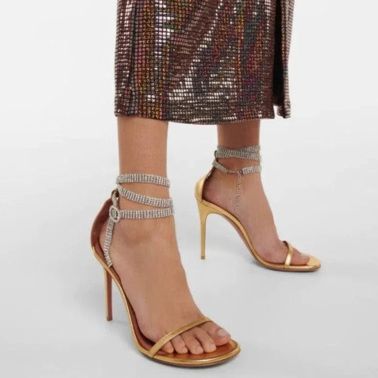 Gossip Girls Gold Ankle Wrap Sandals
