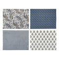 Handmade Blue Paisley Print Recycled Wrapping Paper Sheets