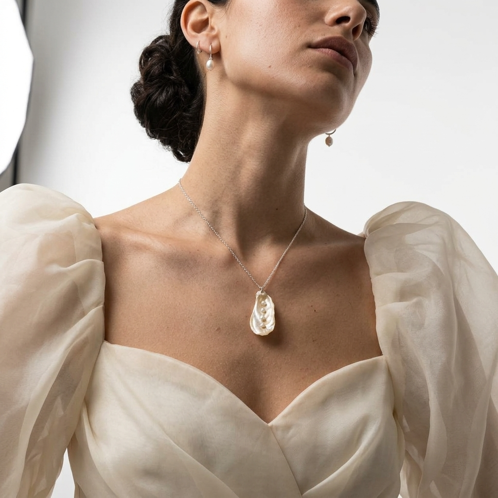 Oyster Shell Necklace ~ Madeline