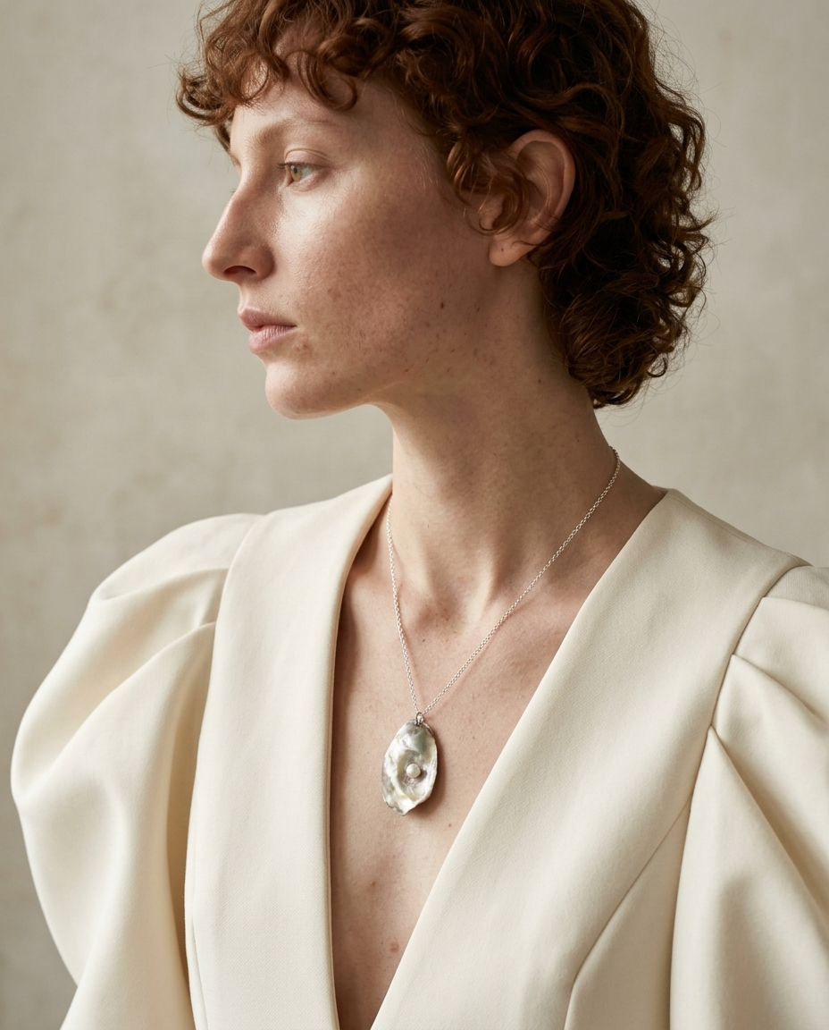 Oyster Shell Pendant Necklace ~ Valentino