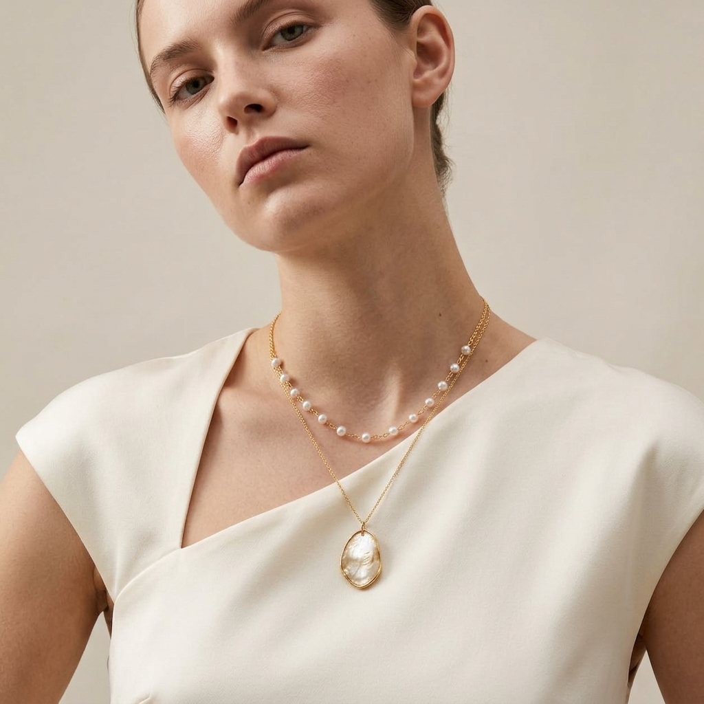 Layered Shell Pendant Necklace ~ Talum