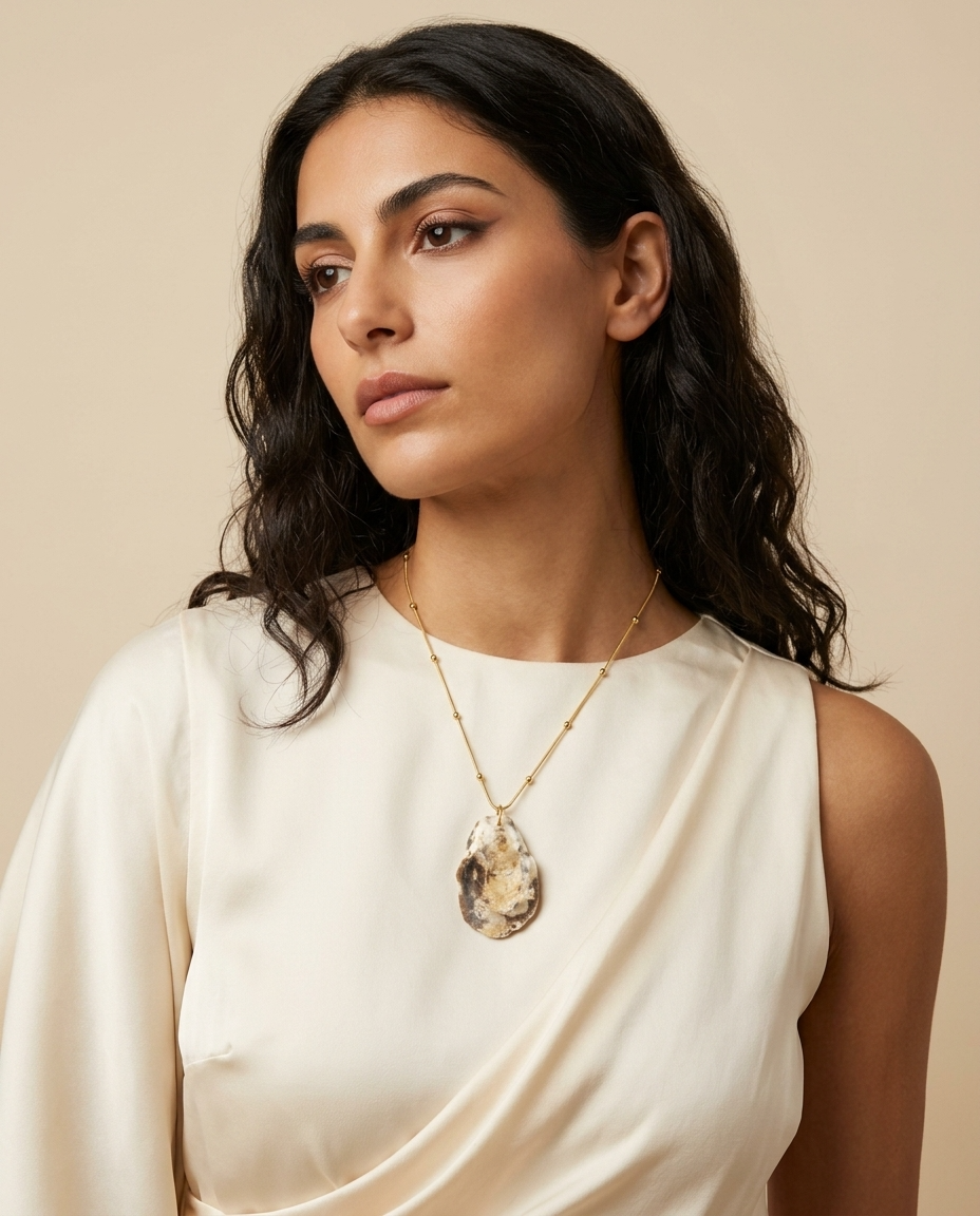 Oyster Shell Pendant Necklace ~ Quinn