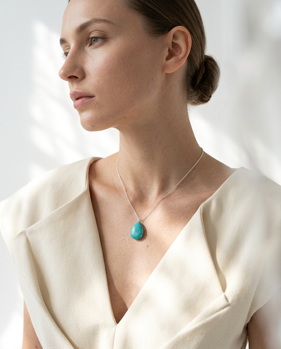 Turquoise Jewelry Set • Matching Necklace & Earrings