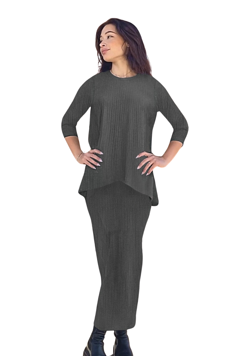 Chic Textured Ribbed Maxi Pencil Skirt - Stretch Comfort